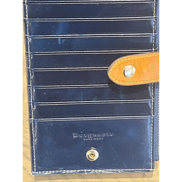 Borgasets Blue Leather Wallet Bifold Credit card Holder Zipper - Picture 4 of 7